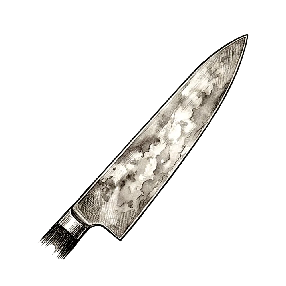 Icono de prevención de óxido de cuchillo Filopampa, cuidado del acero artesanal