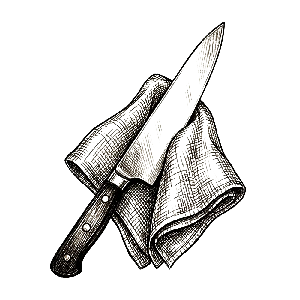 Icono de secado de cuchillo Filopampa, indica secar después de lavar